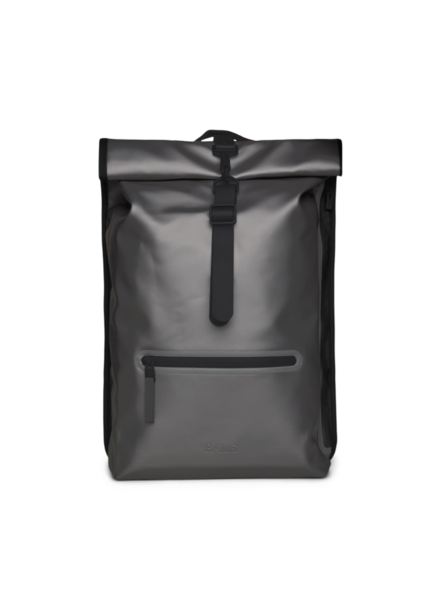 Metallic Grey Rains Rolltop Rucksack Backpack