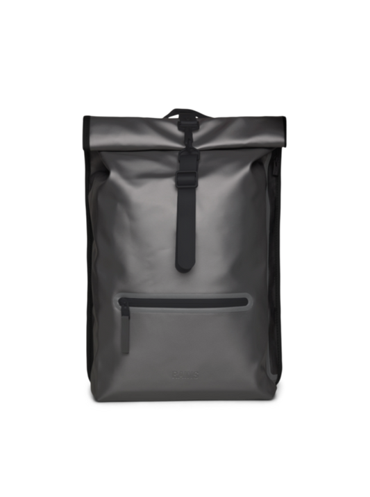 Metallic Grey Rains Rolltop Rucksack Backpack