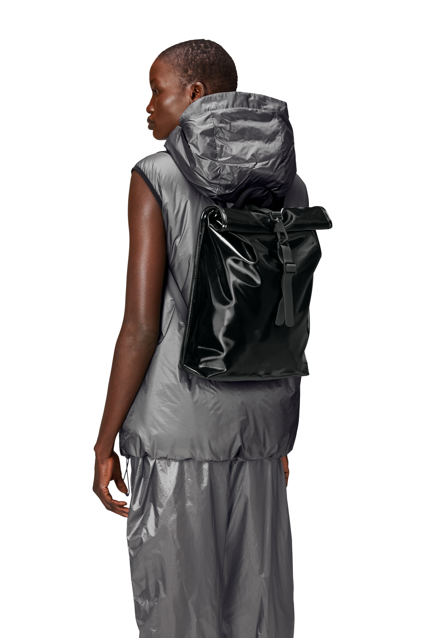 Night Black Rolltop Rucksack Mini Rains Backpack