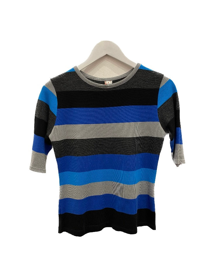 Blue Wide Stripe Knit Tee
