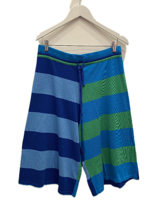Knit Shorts Long Stripe Turquoise