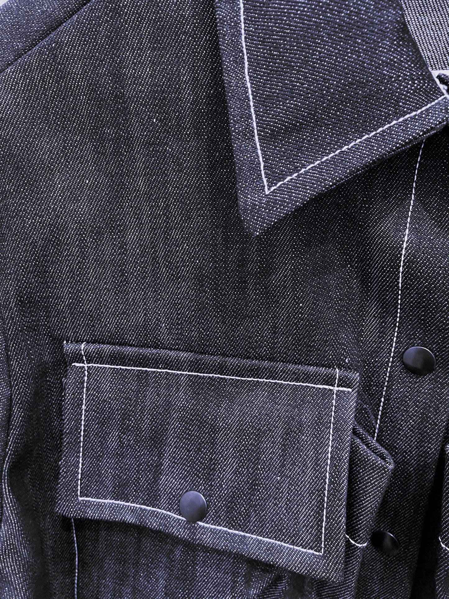 Long Blue Denim Pocket Jacket