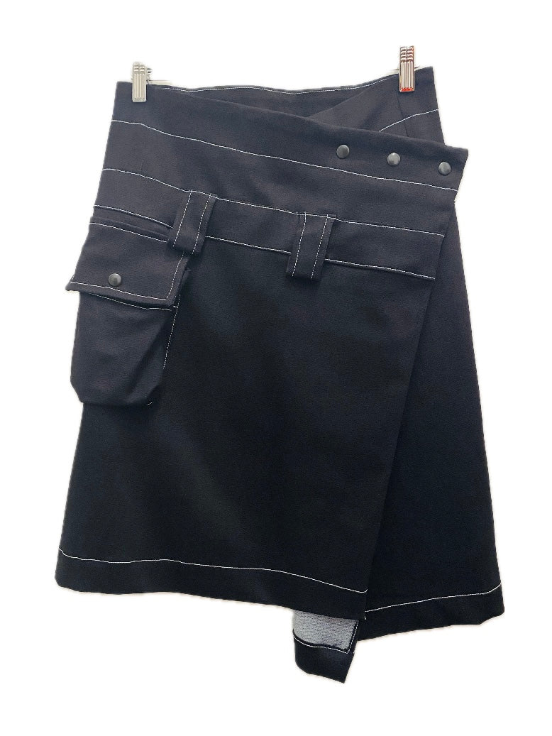Knee Pocket Stud Wrap Skirt