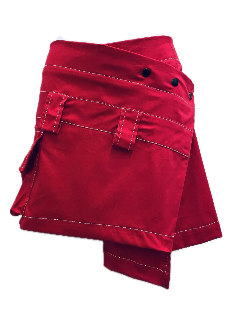 Short Sateen Stud Wrap Skirt