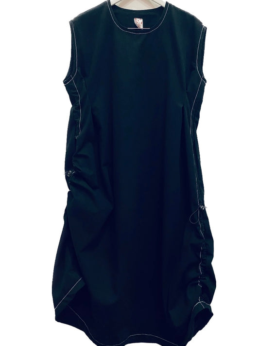 Black Drawstring Short Sleeve Dress