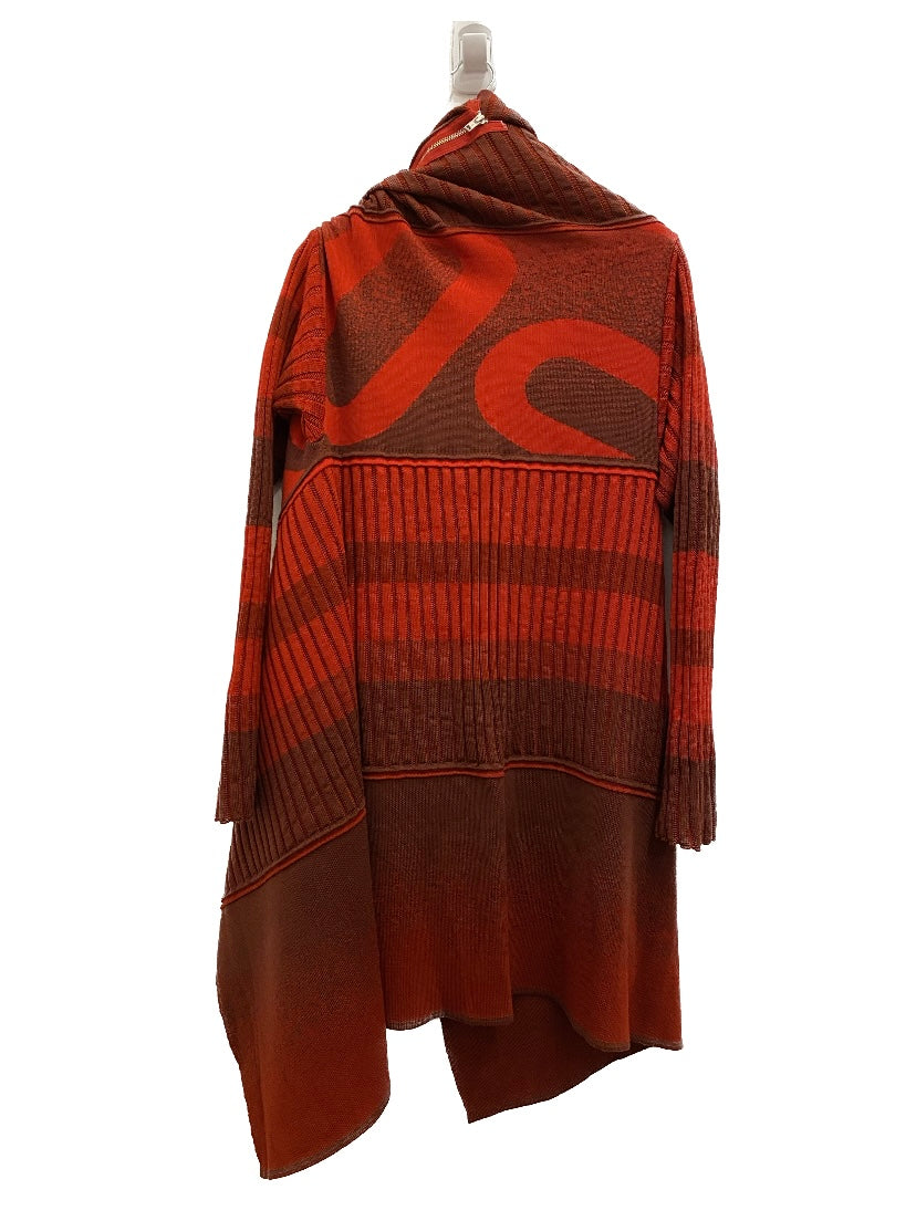 Letter Rib Long Wrap Jacket Knit Wool