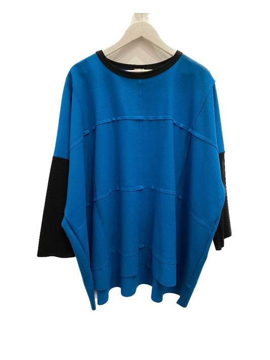 Turquoise Cashmere Wool Long Patch Top