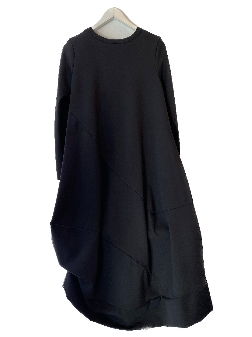Black Long Sleeve Diagonal Patch Dress
