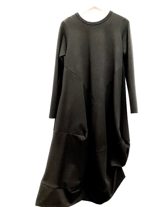 Black Long Sleeve Diagonal Patch Dress