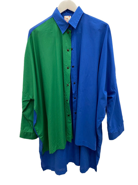 Parakeet Green & Blue Stud Big Shirt