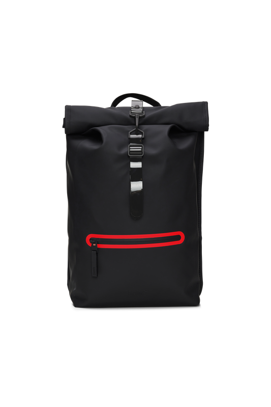 Black Rolltop Rucksack Contrast Rains Backpack