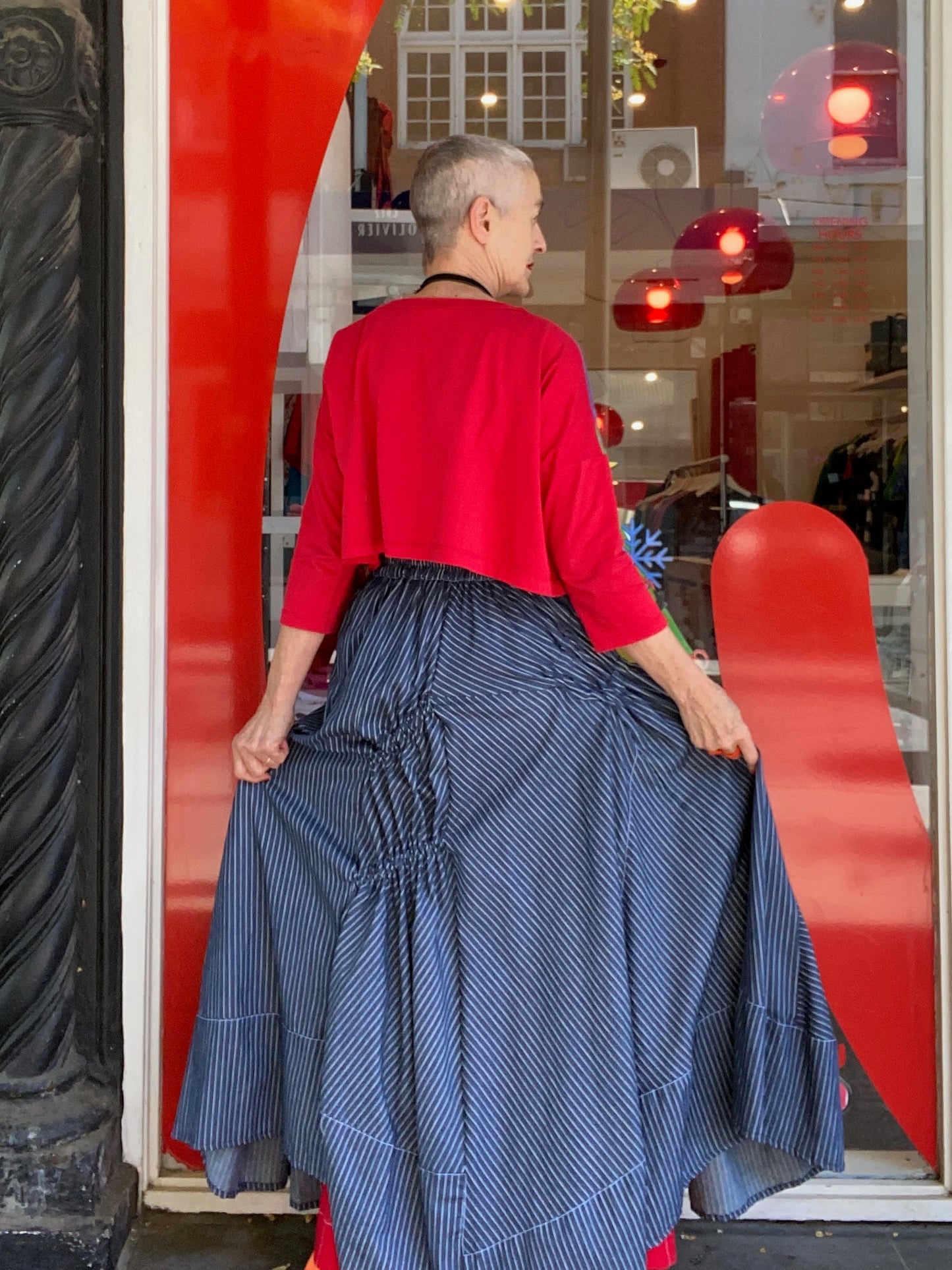 Morticia Stripe Denim Skirt