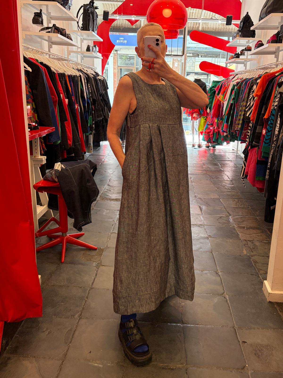 Tuck Front Dress Linen