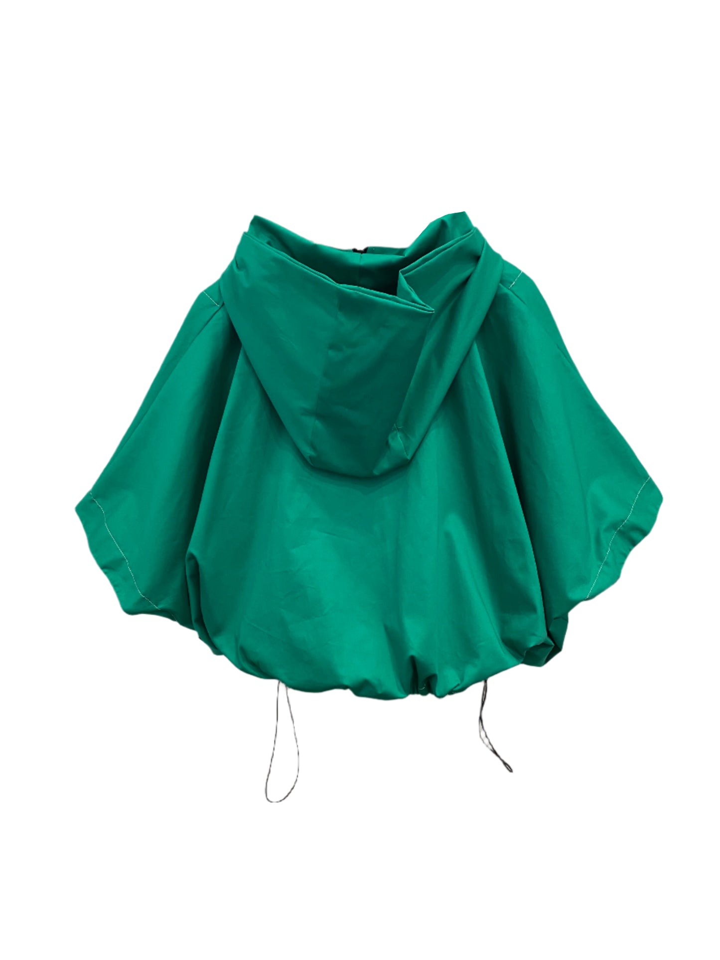 Drawstring Hood Crop Green