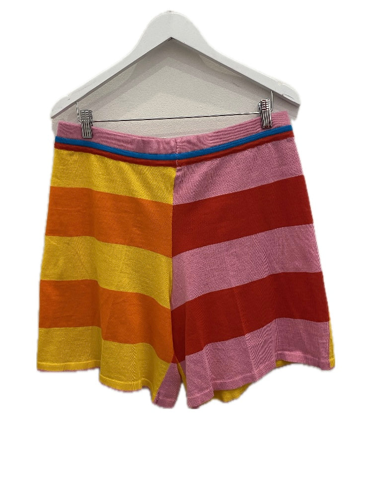 Knit Shorts Crop Stripe Bright