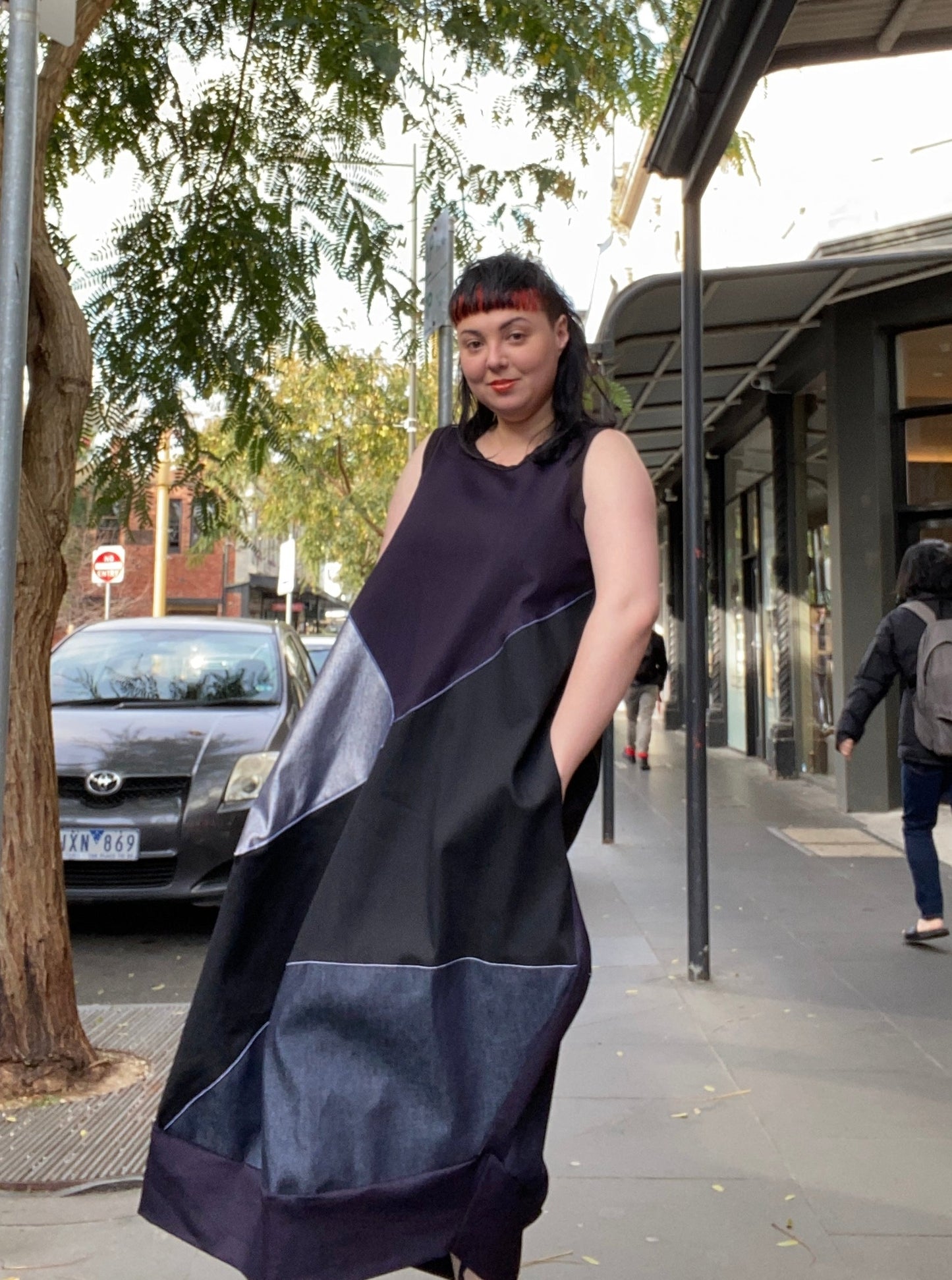 Diagonal Dress Denim/Silver