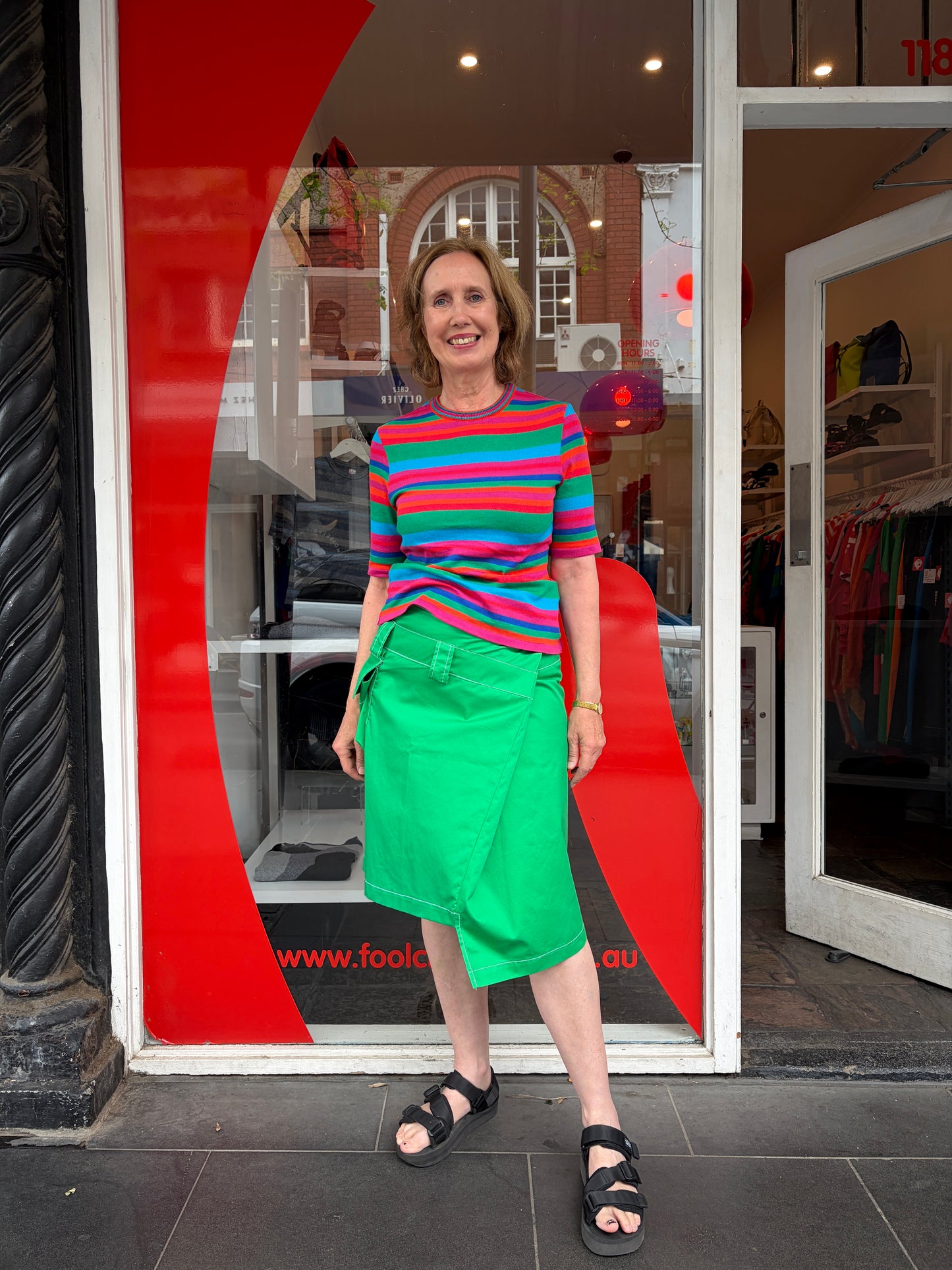 Stripe knit tee Bright