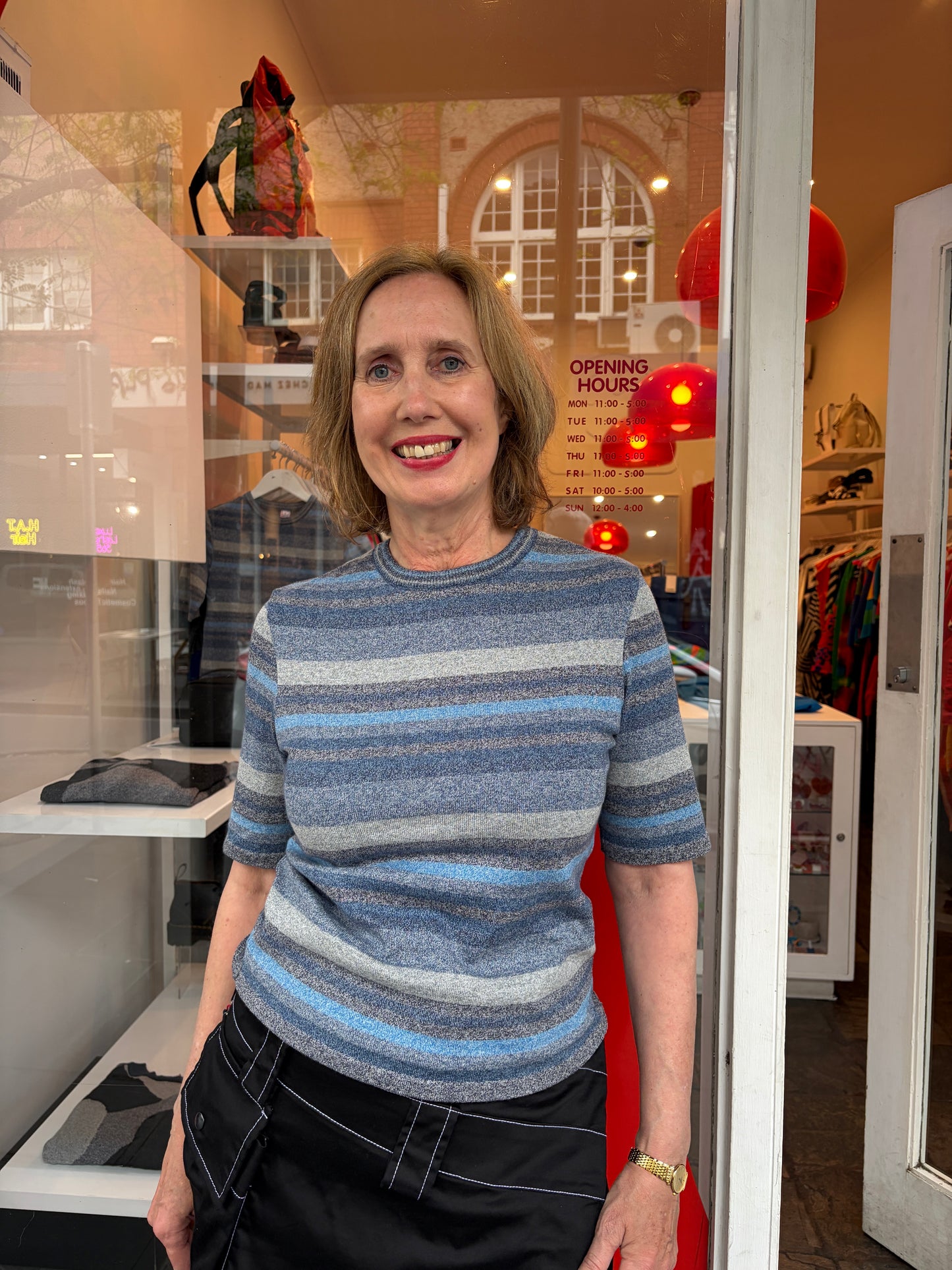 Stripe knit tee Denim