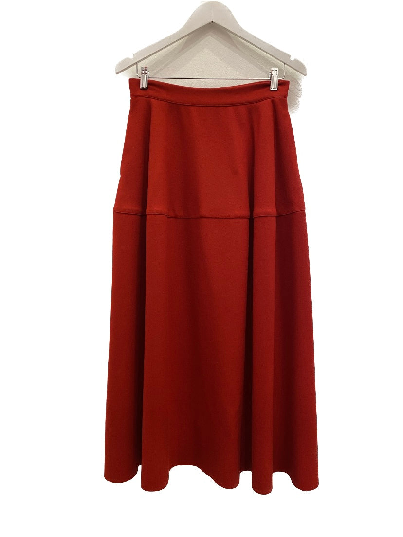 Red Long Cashmere Wool Funnel Skirt