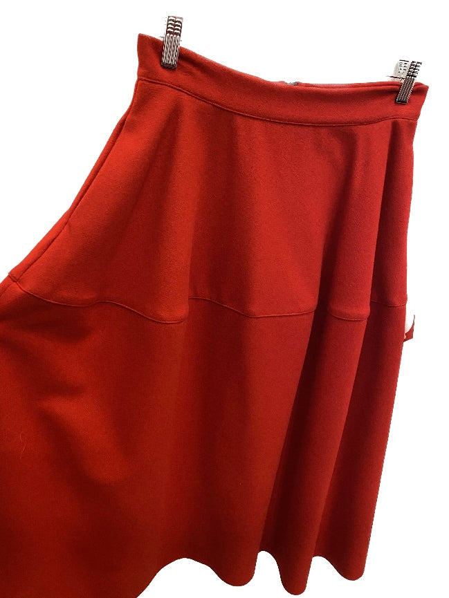 Red Long Cashmere Wool Funnel Skirt