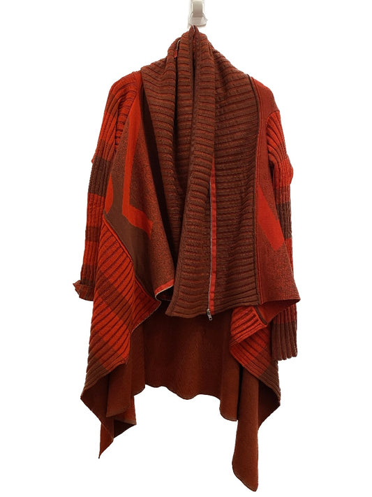 Letter Rib Long Wrap Jacket Knit Wool