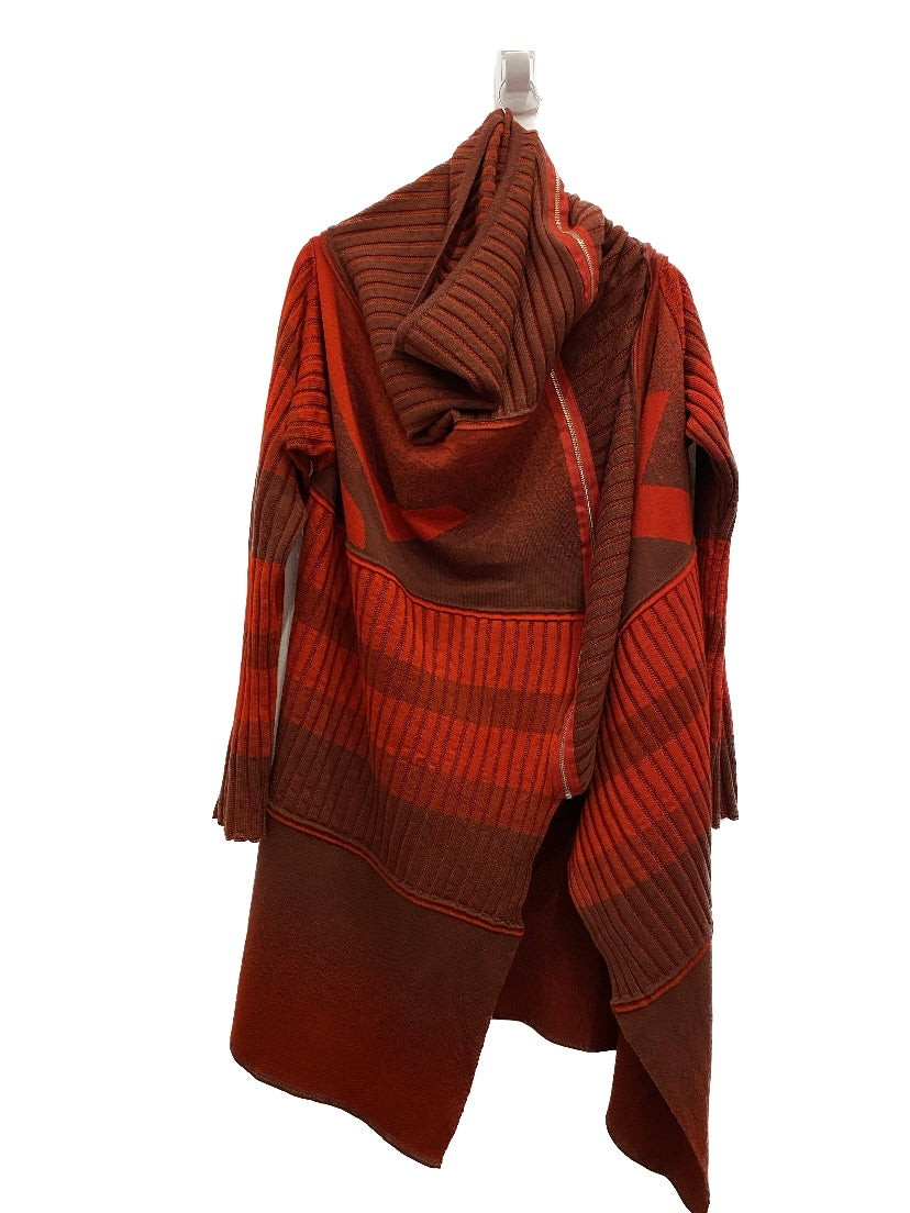 Letter Rib Long Wrap Jacket Knit Wool