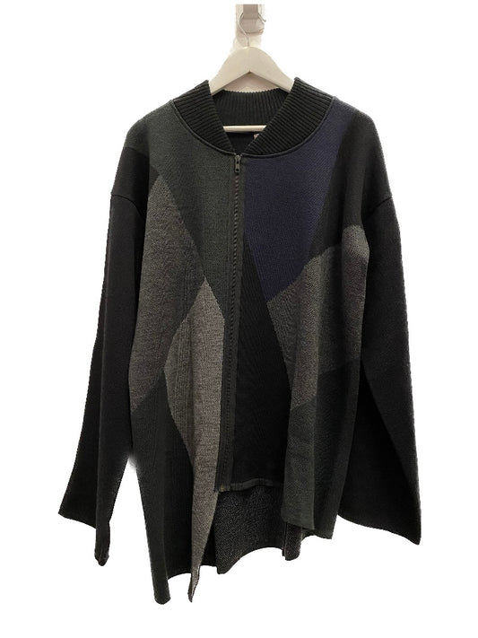 Dark Diamond Knit Wool Zip Jacket