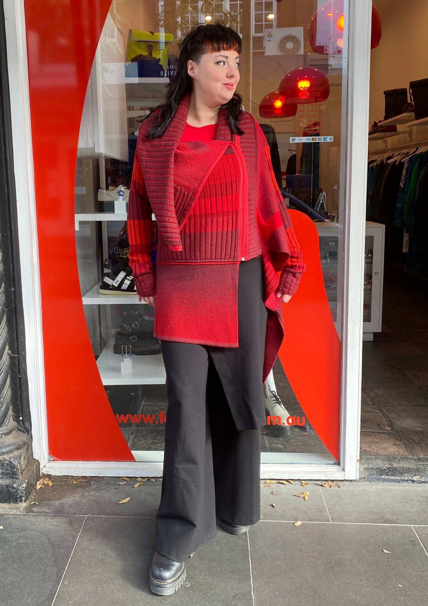 Letter Rib Long Wrap Jacket Knit Wool