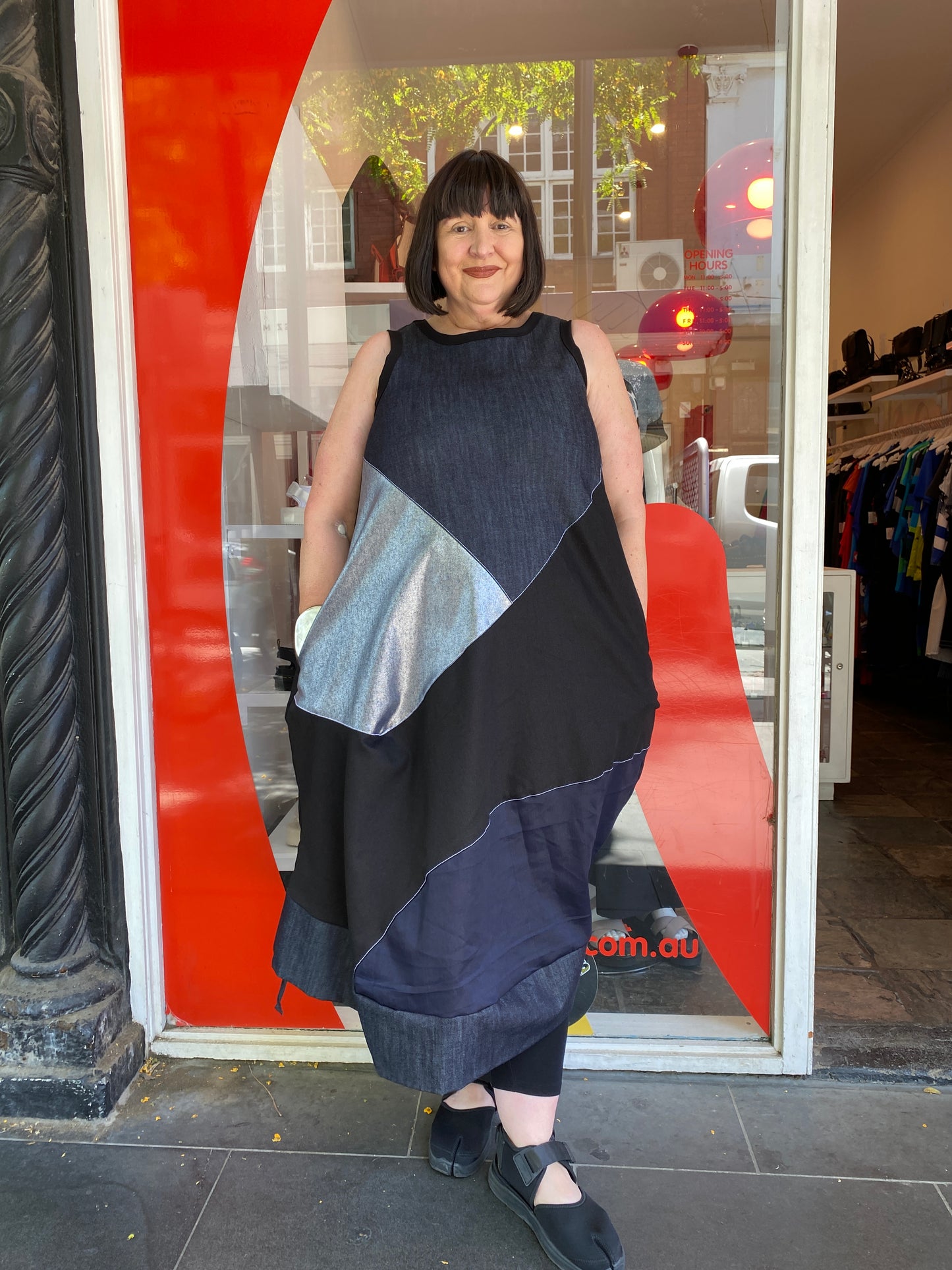 Diagonal Dress Denim/Silver