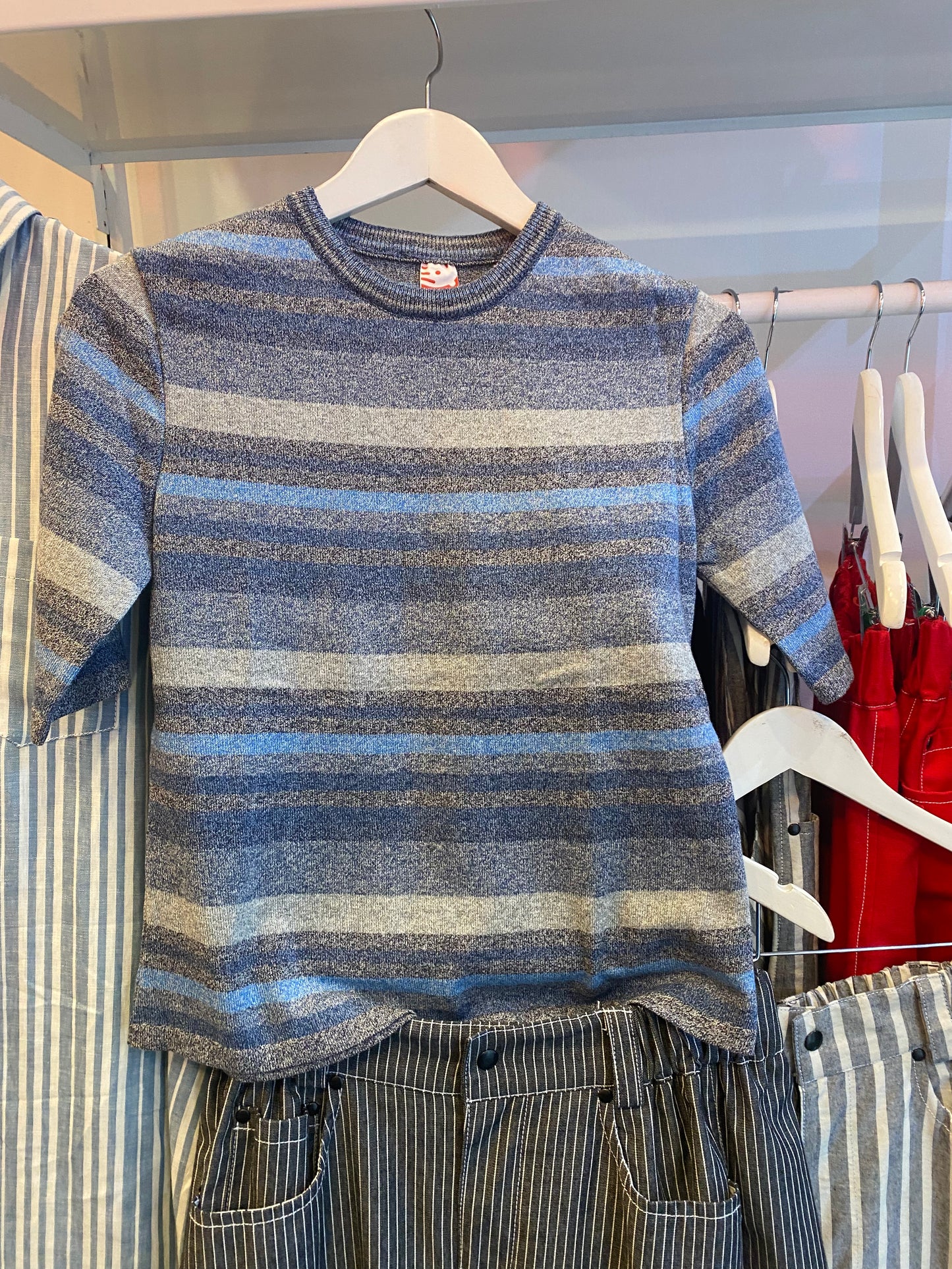 Stripe knit tee Denim