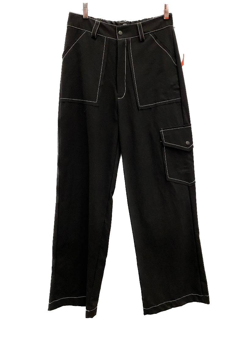 Black Cargo Pants with White Stitching