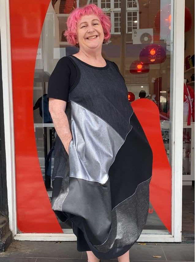 Diagonal Dress Denim/Silver