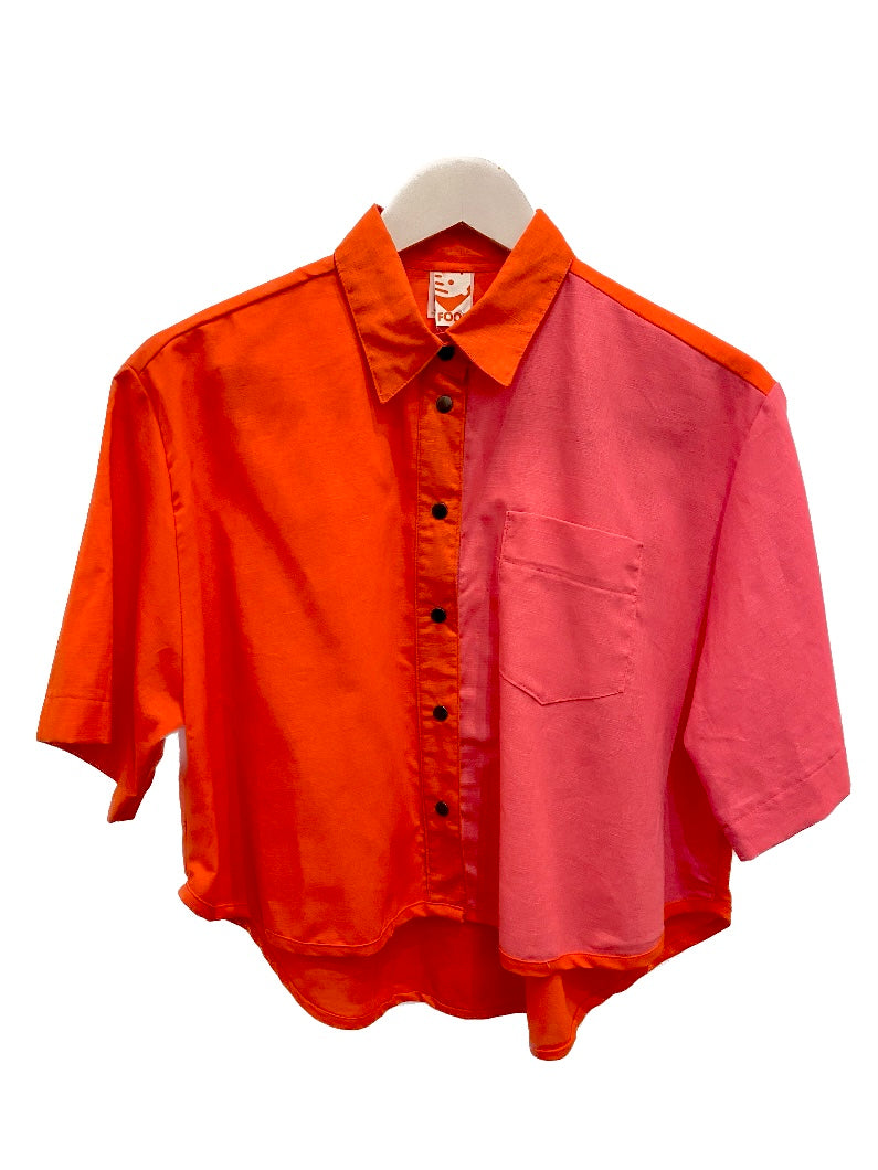 Crop Shirt Pink & Tangerine