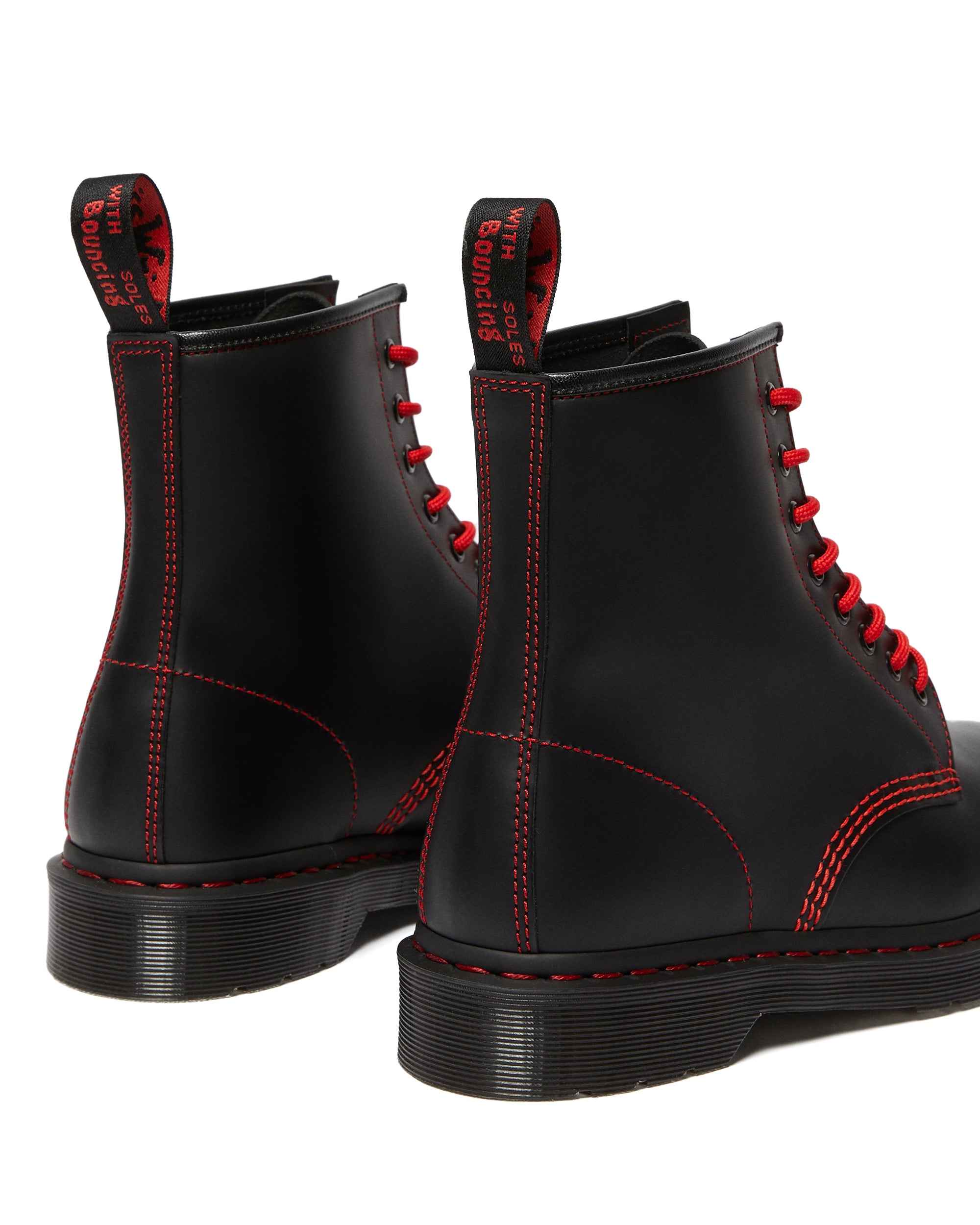 Red and black doc on sale martens